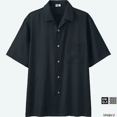 UNIQLO U オープンカラー半袖シャツ ネイビー