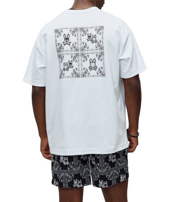 サイコバニー メンズ トップス シャツ グラフィック Psycho Bunny Luke Back Graphic Short Sleeve TShirt White ホワイト