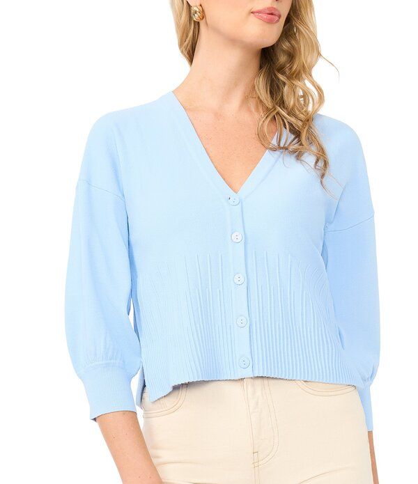 ワンステート レディース アウター ニット・セーター Vネック リブ カーディガン 1 STATE Knit VNeck 34 Sleeve Ribbed Cardigan Windsurfer