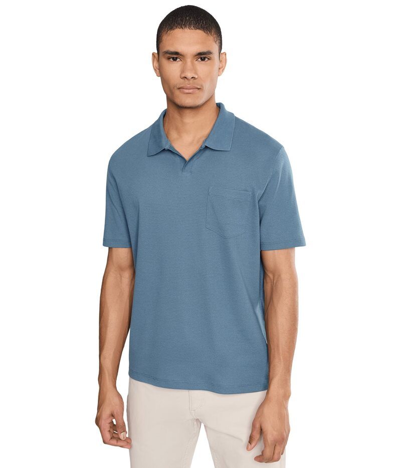 ヴィンス メンズ トップス シャツ Vince Short Sleeve Johnny Collar Uniform Blue ブルー