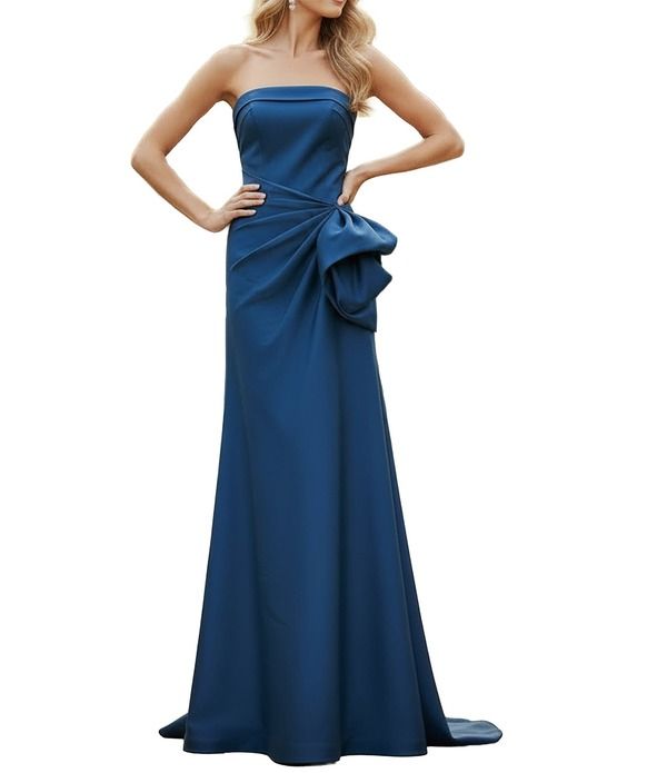 テラニクチュール レディース トップス ワンピース A ライン フリル ストラップレス Terani Couture Mikado Straplesside Ruffle ALine Longown