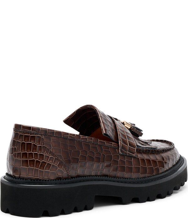 マークノーラン メンズ シューズ スリッポン・ローファー レザー Marc Nolan Mens Journey Croco Embossed Leather Lug Kiltie Tasseloaf
