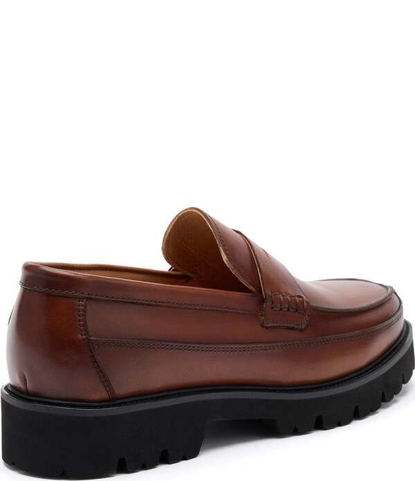 マークノーラン メンズ シューズ スリッポン・ローファー レザー Marc Nolan Mens Adler Glazed Leather Penny Loafers Mahogany