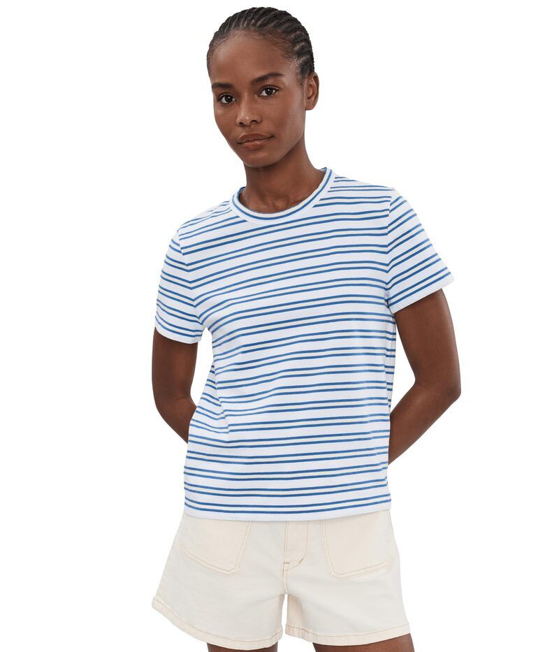 メイドウェル レディース トップス シャツ クルーネック Madewell Striperfect Crew Neck Tee White ホワイト