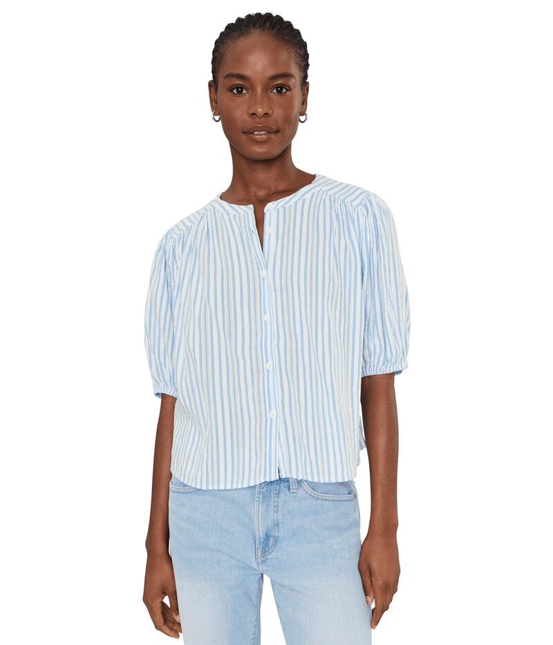 スプレンディット レディース トップス シャツ ブラウス Splendid Madelyn Stripe Blouse WhiteAzure ホワイト