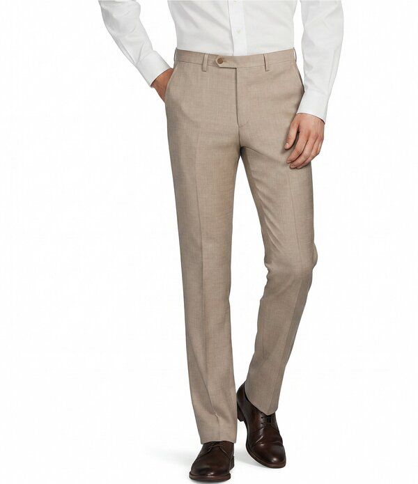 サントレッリ メンズ ボトムス カジュアルパンツ ウール Santorelli Super 130s BiStretch Wool Flat Front Solidress Pants Tan タン
