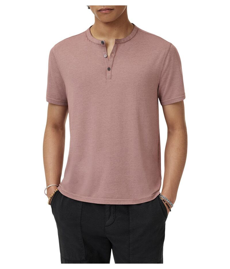 ジョンバルベイトス メンズ トップス シャツ John Varvatos Duke Henley K4463F25 Pink Sand ピンク