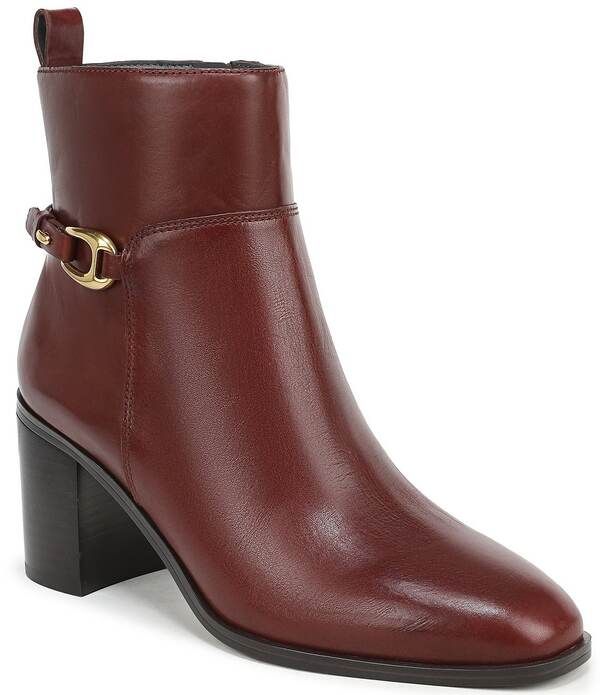 フランコサルト レディース シューズ ブーツ・レインブーツ レザー ヒール Franco Sarto Valya Leather Block Heel Booties Roux