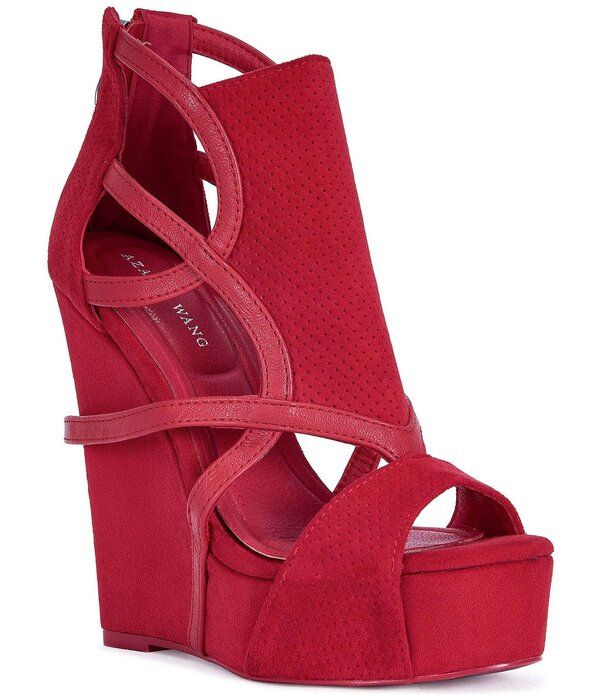 アザレア ワン レディース シューズ サンダル プラットフォーム Azalea Wang Xareni Perforated Platform Wedge Sandals Red レッド 20,986円