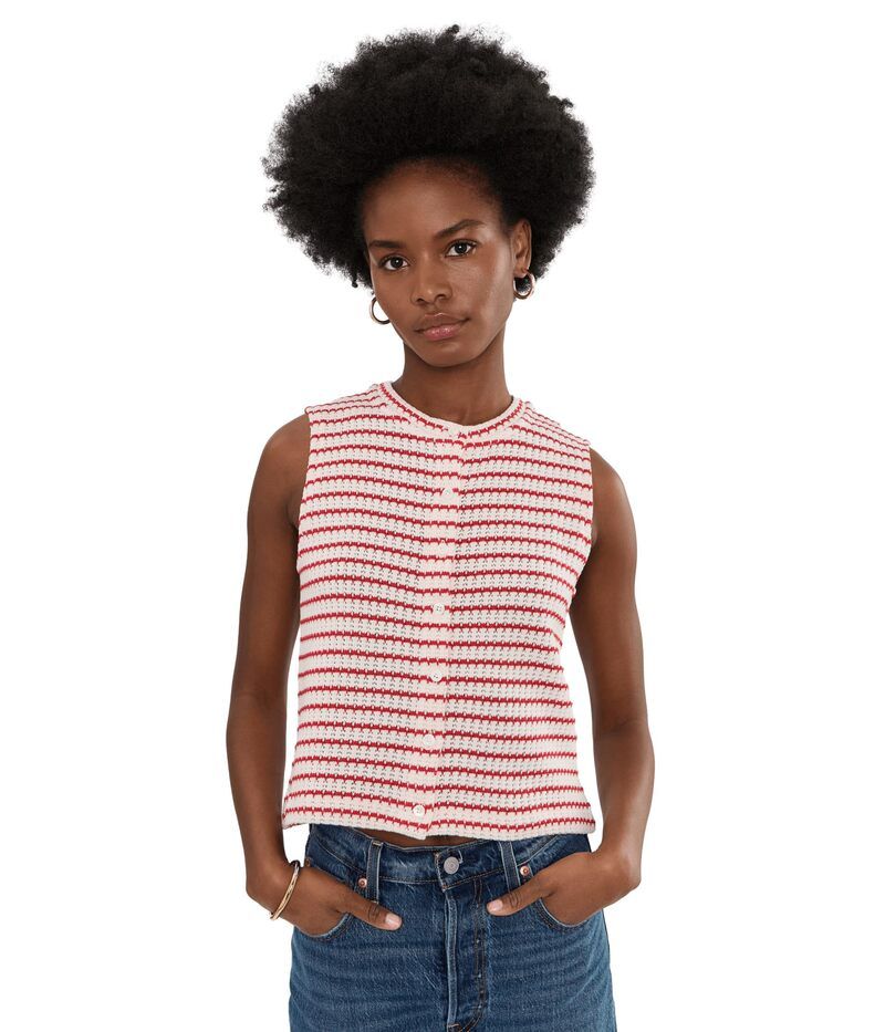 メイドウェル レディース トップス シャツ Madewell Tuck Stitch Shell with Buttons Tuck Stitch Stripe ストライプ