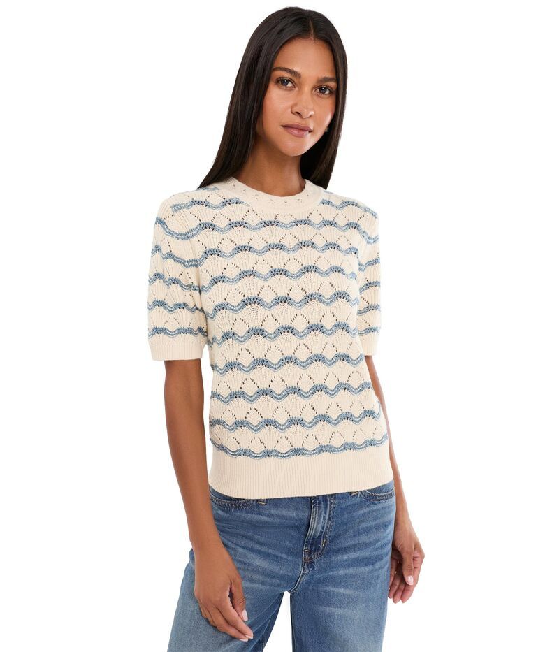 リラピー レディース アウター ニット・セーター Lilla P Short Sleeve Multistitch Pullover Sweater Winter White St ホワイト