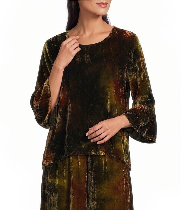 ブライン ウォーカー レディース トップス シャツ フリル ベルベット Bryn Walker Francine Velvet Round Neck 34 Ruffle Bell Sleeve Coo