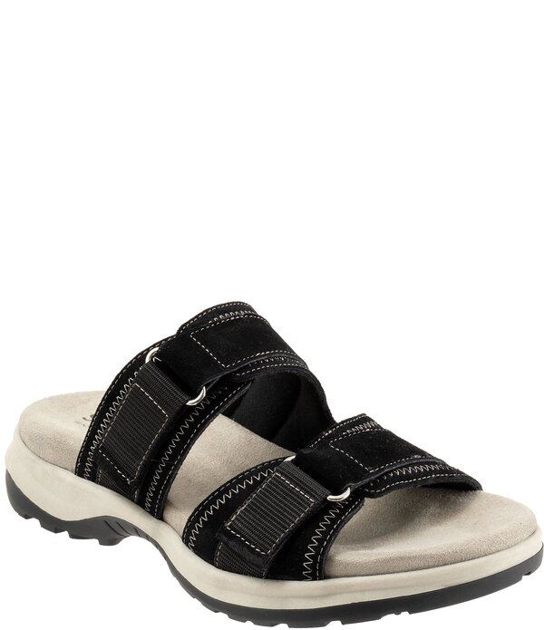 ソフトウォーク レディース シューズ サンダル スエード SoftWalk Oasisuede Adjustable Slide Sandals Black ブラック