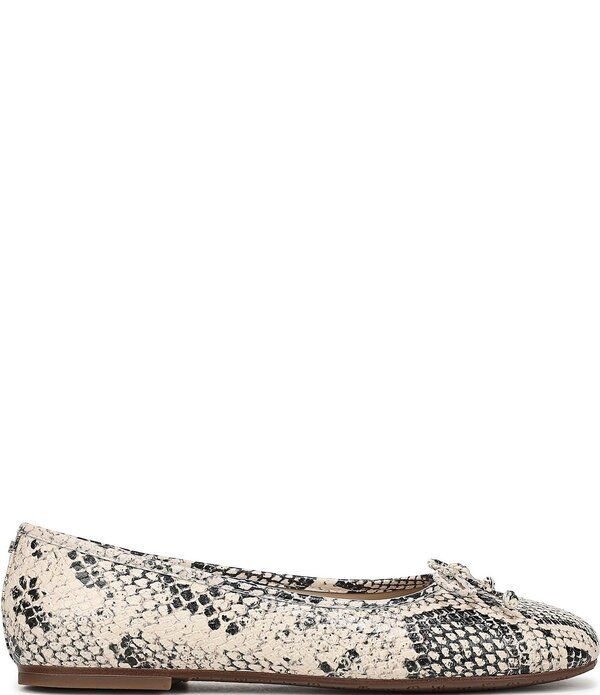 サムエデルマン レディース シューズ パンプス プリント レザー Sam Edelman Alie Snake Print Leather Bow Ballet Flats Light Sand サン