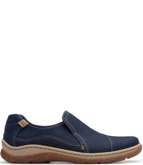Clarks Womens Shoes Sneakers Suede Clarks Artisan Orlene Slip Nubuck Suede Slip On Sneakers Dark Olive