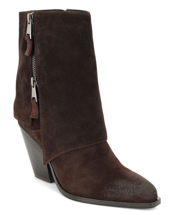 ナインウェスト レディース シューズ ブーツ・レインブーツ Nine West Womens Umberto Western Foldover Snip Toe Booties Dark Brown