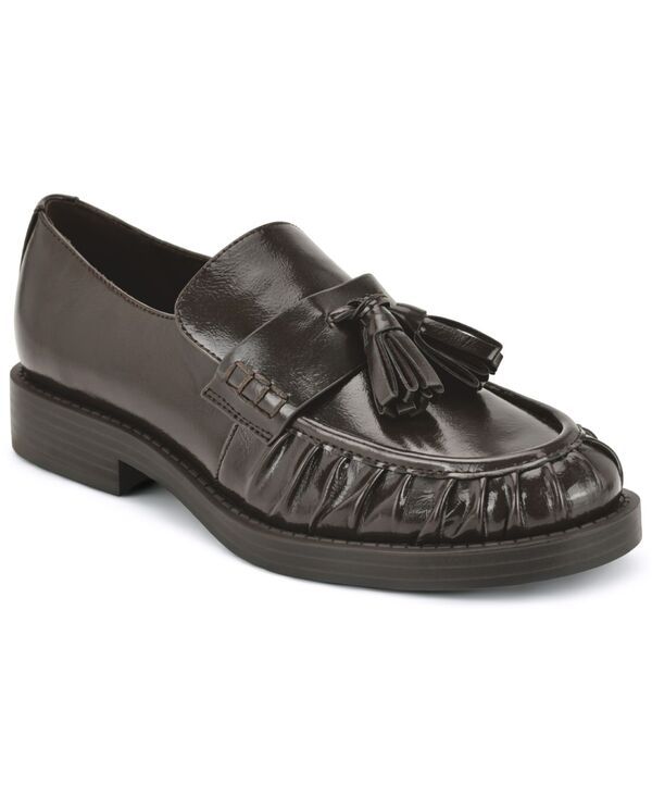 ナインウェスト レディース シューズ スリッポン・ローファー プリーツ Nine West Womens Gersen Tassels Pleated Loafers Dark Brown Paten