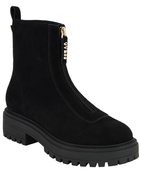 ゲス レディース シューズ ブーツ・レインブーツ GUESS Womensyyan Front Zip Lug Sole Booties Black Suede ブラック