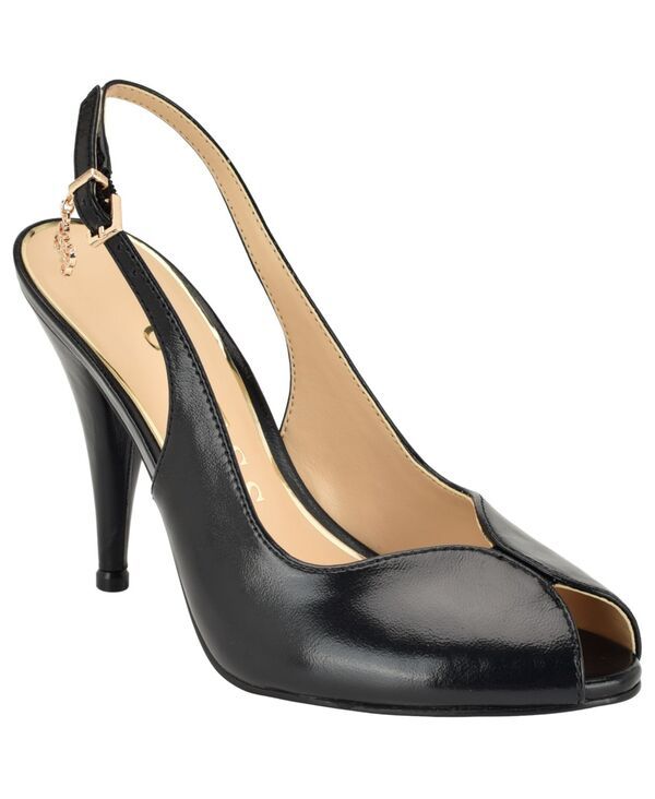 ゲス レディース シューズ パンプス レザー GUESS Womens Ilovea Leather Peep Toe Sculpted Stiletto Pumps Black Leather ブラ