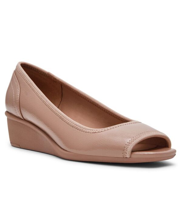 アンクライン レディース シューズ パンプス Anne Klein Womens Waylynn PeepToe Wedge Pumps Nude Patent