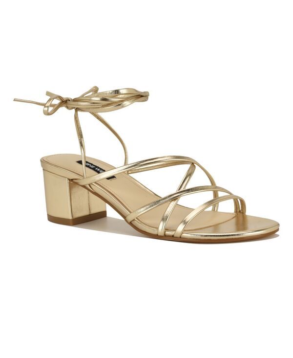 ナインウェスト レディース シューズ サンダル ヒール Nine West Womens Aloud Strappy TieUp Block Heel Dressandals Gold ゴールド