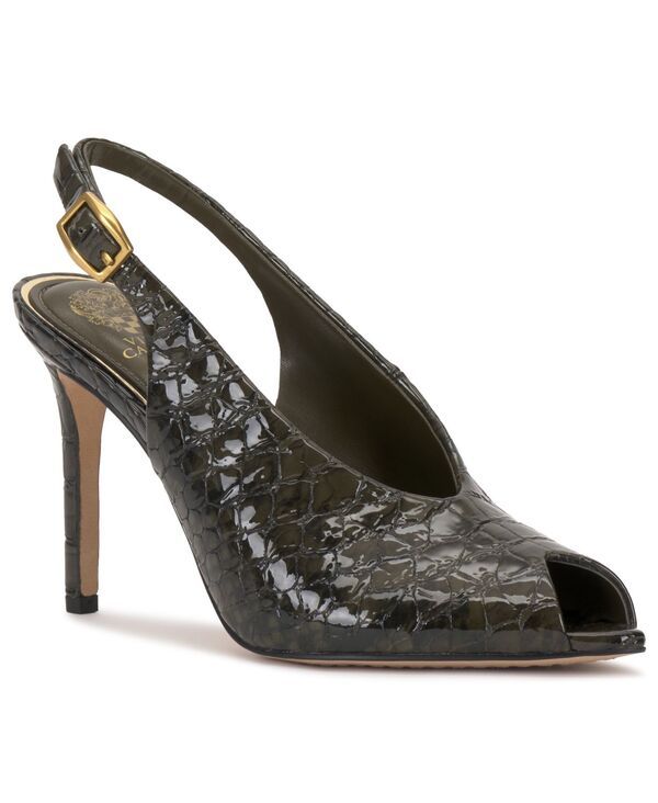 ヴィンスカムート レディース シューズ パンプス Vince Camuto Womens Helenza PeepToe Slingback Pumps Deep Forest Snake Croco