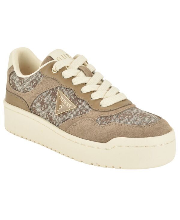 ゲス レディース シューズ スニーカー レース ロゴ GUESS Womens Miram Logo Hardware LaceUp Sneakers TaupeBrown Logo ブラウン