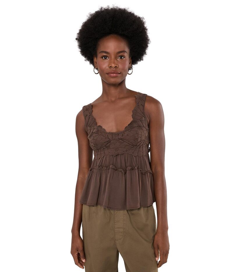 フリーピープル レディース トップス シャツ Free People Petal Party Shapeless Cami Shaved Chocolate チョコレート
