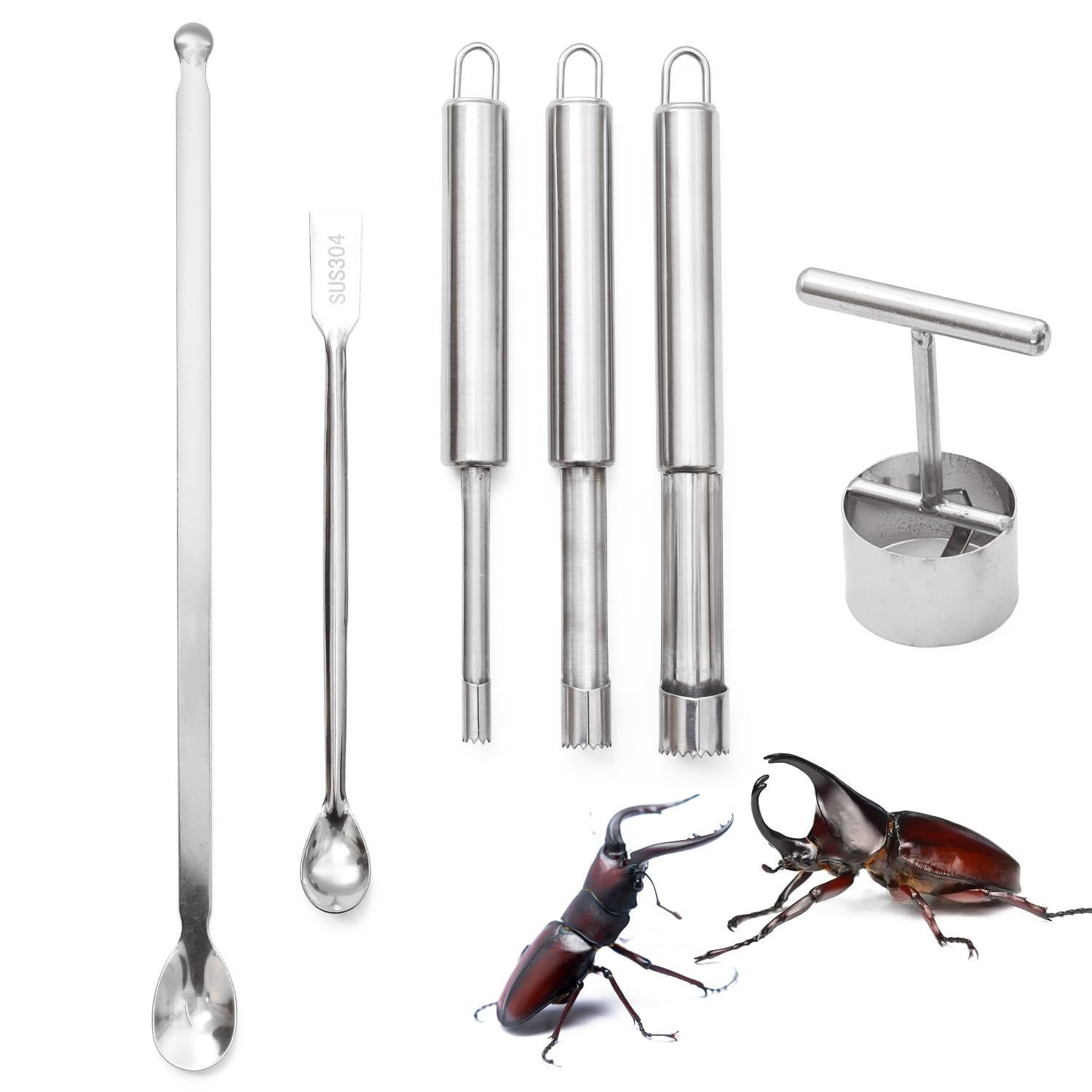 [Special Sale] Hollowout Remover, Fungus Bottle, Larva Replacement Spoons, 6 Piece Set, Stag Beetles, Kabukwa Supplies, Beetles