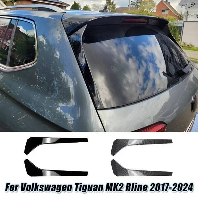 VW リアウィンドウサイドウィングスプリッター ティグアン スポイラーカバー カナードトリムステッカー MK2 Rline 2017-2024 カーアクセサリー チューニング