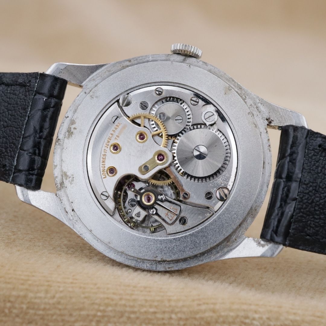 ロンジン LONGINES アラビア シルバー文字盤 ラウンド 手巻き 革ベルト