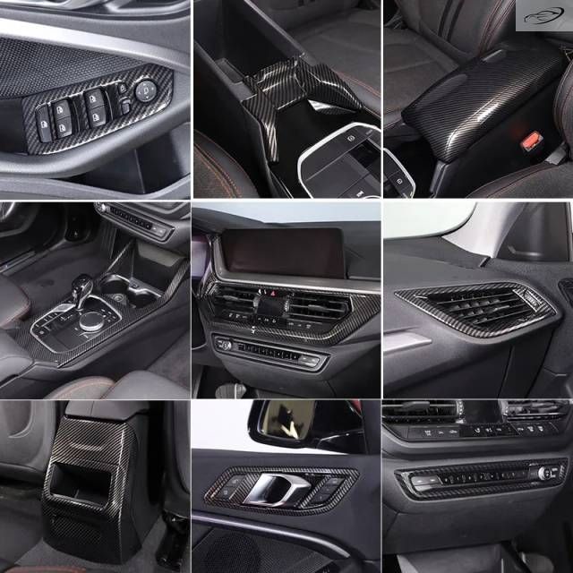 BMW 1 2シリーズ F40 F44 2023-2024用 ABSカーボンインテリアキット パネル エアアウトレット コンソール シフトパネルカバーストリ
