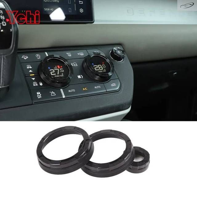ランドローバー ディフェンダー 90 110 2020-2025 用ミニウム製カーエアコンボリュームノブカバー装飾リングカーアクセサリー