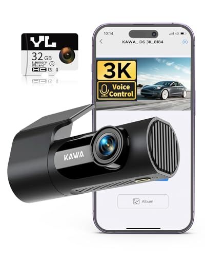 KAWA 3K フロントドライブレコーダー、32GB SDカード付属、音声コントロール、WIFI内蔵、24時間駐車監視、Ｇセンサー、ナイトビジョン、ループ録画、アプリ連動、183度画面反転可能★ c5919e89 7,308円