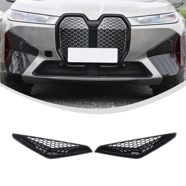 BMW ix 2022-2024用 ABSブラック フロントバンパーサイドエアインテークカバー エアベントグリル装飾フレームアクセサリー 6,928円