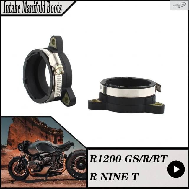 BMW R1200RT R1200GS RnineT Racer用ゴム製左右スロットルボディ吸気マニホールドブーツブラック1ペア