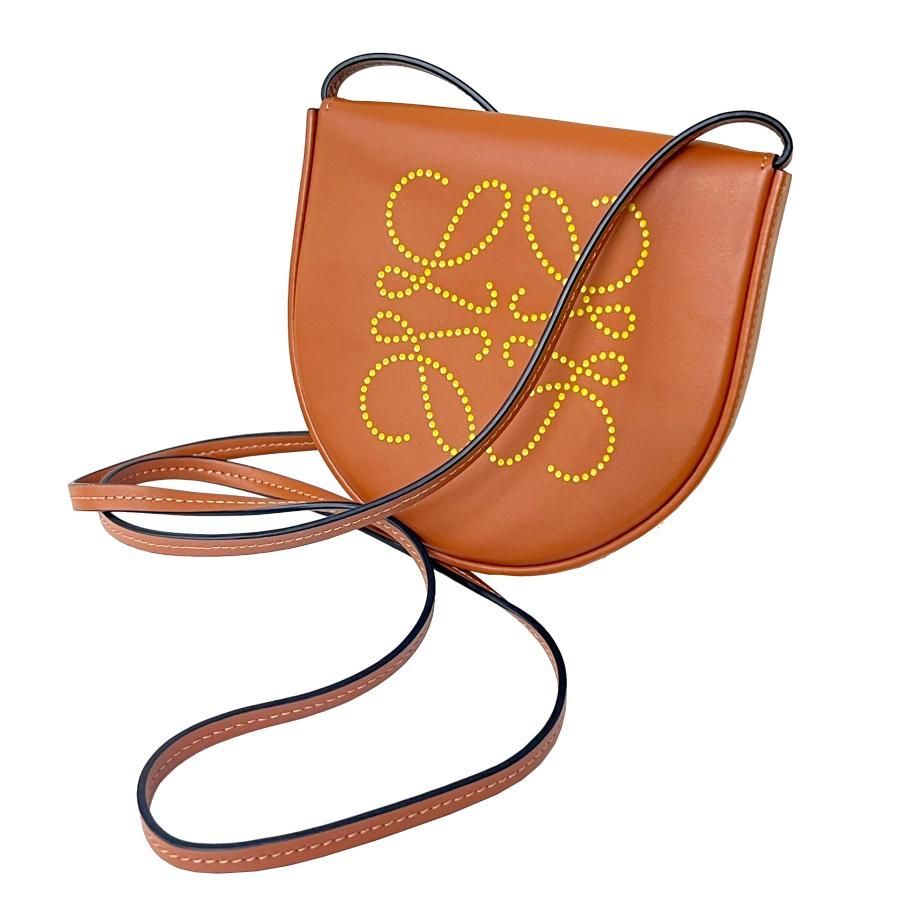 LOEWE　ロエベ　バッグ　アナグラム　ヒール　ショルダー　レザー　ロゴ　ブラウン