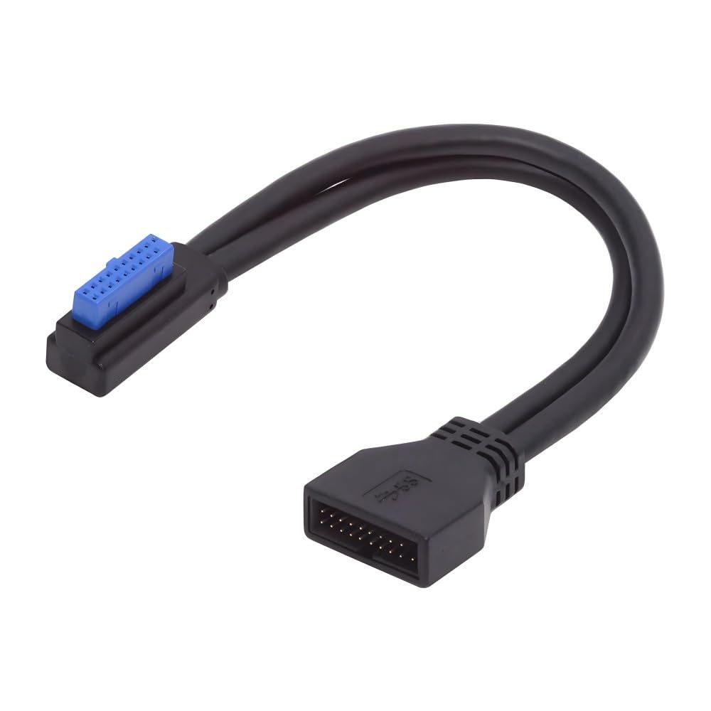신제품 Cablecc 5Gbps USB 3.0 20 핀 19핀 남성 로우 프로파일 직각-여성 연장 케이블 90도 마더보드