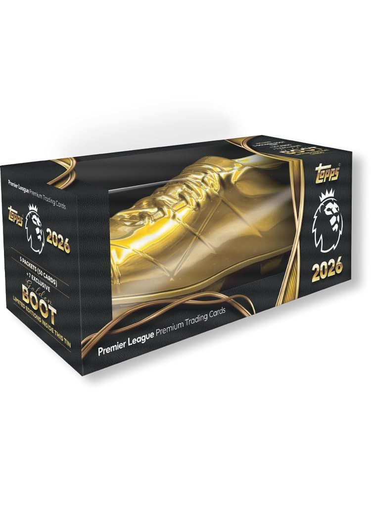 Topps プレミアリーグ 2026 - デビューエディション - ゴールデンブーツ缶 - 7枚のエクスクルーシブゴールデンブーツLEカードを含む57枚のカードが入っています。 9,490円
