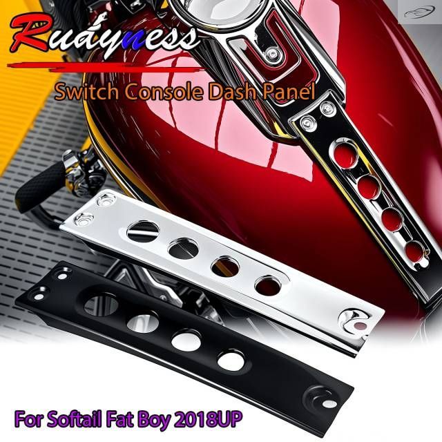 ハーレーダビッドソン ソフテ ファットボーイ 2018-2025用 クロームブラックメタルスイッチコンソールダッシュパネル