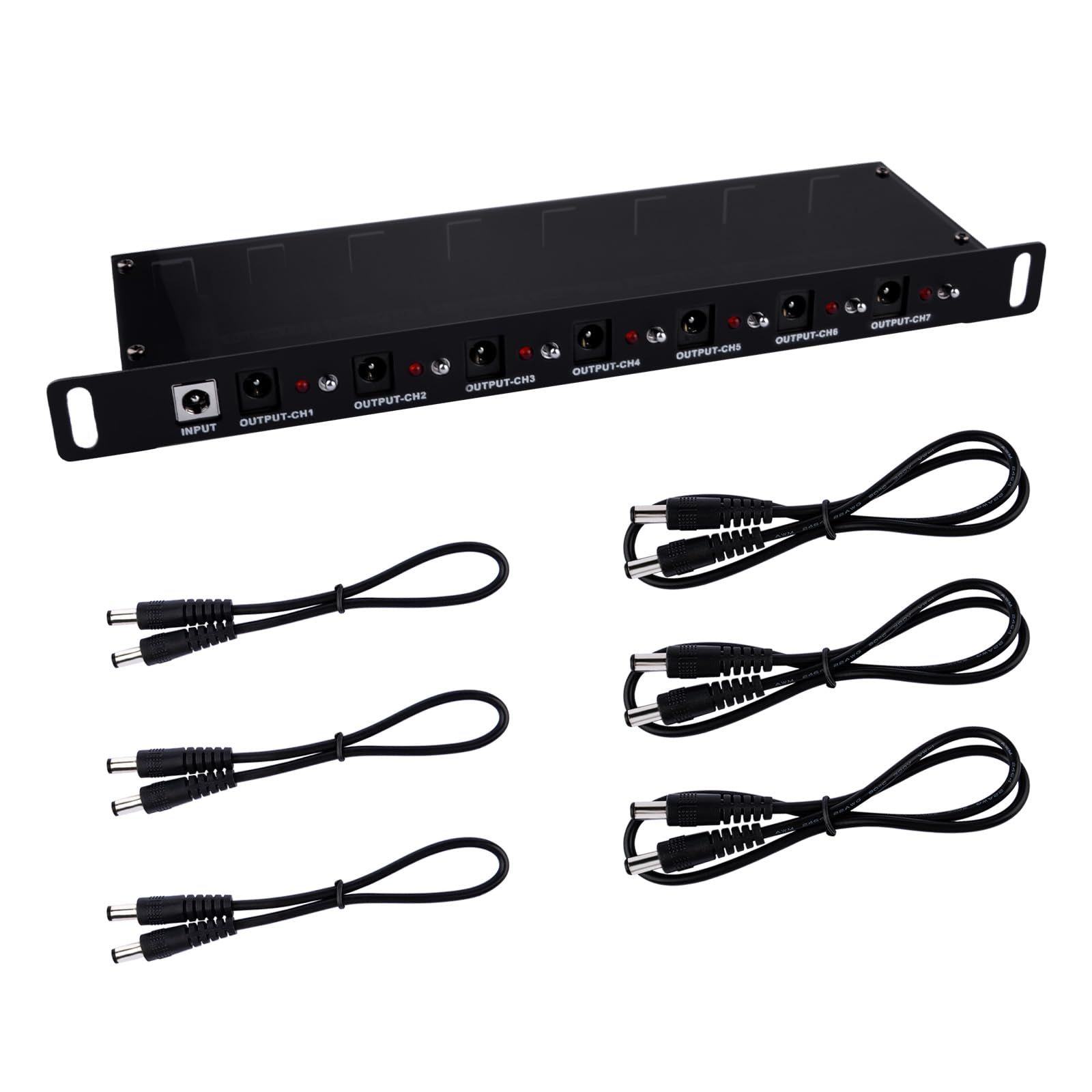 新品 GeeekPi 10インチ ラックマウント型配電ユニット (Rack PDU) DC PDU Lite 7-CH 0.5U、DeskPi Rackmate T1/T0/T2および10インチ サーバーキャビネット用、7個のコンセント、3本の25cm DC5