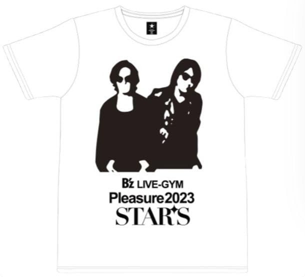 B'z ビーズ 稲葉浩志 松本孝弘 LIVE-GYM Pleasure 2023 -STARS- グッズ Tシャツ 白 シルエット (XL) [XL]
