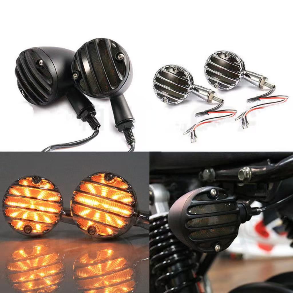 汎用オートバイ用ウインカーライト ブラック/クローム 10mm