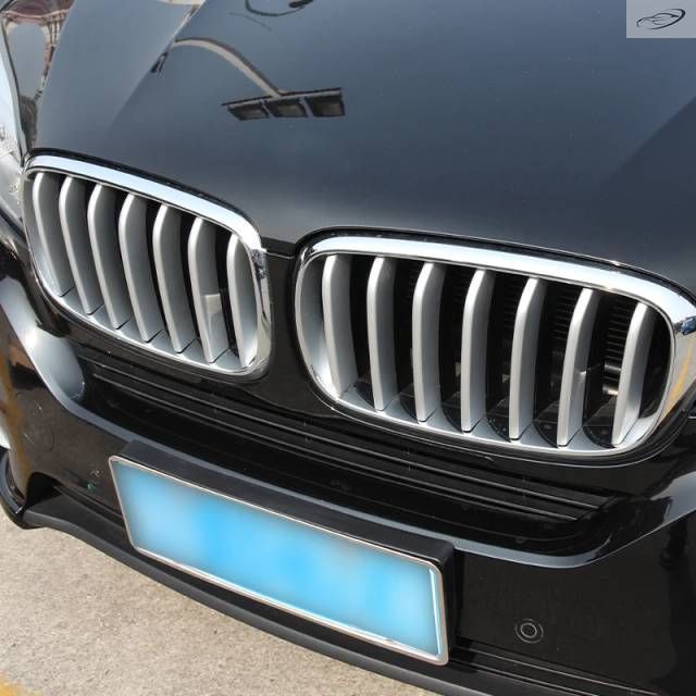 BMW X5 F15 X6 F16 2014-2018用 ABSシルバー フロントグリル装飾ストリップカバートリム アクセサリー