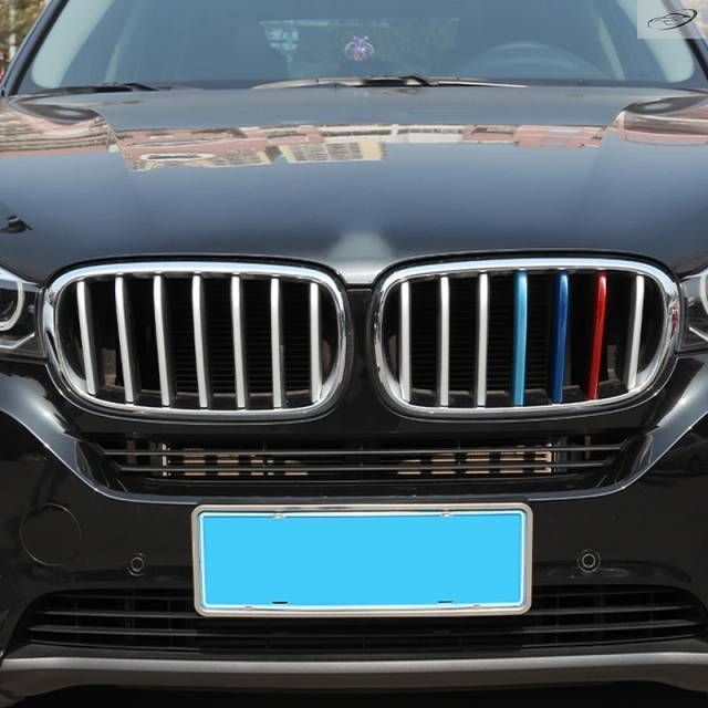 BMW X5 F15 X6 F16 2014-2018用 ABSシルバー フロントグリル装飾ストリップカバートリム アクセサリー