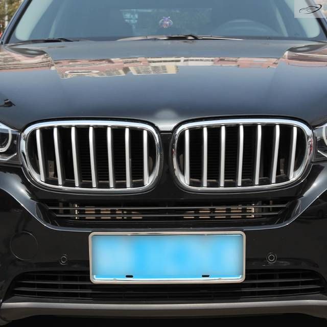 BMW X5 F15 X6 F16 2014-2018用 ABSシルバー フロントグリル装飾ストリップカバートリム アクセサリー