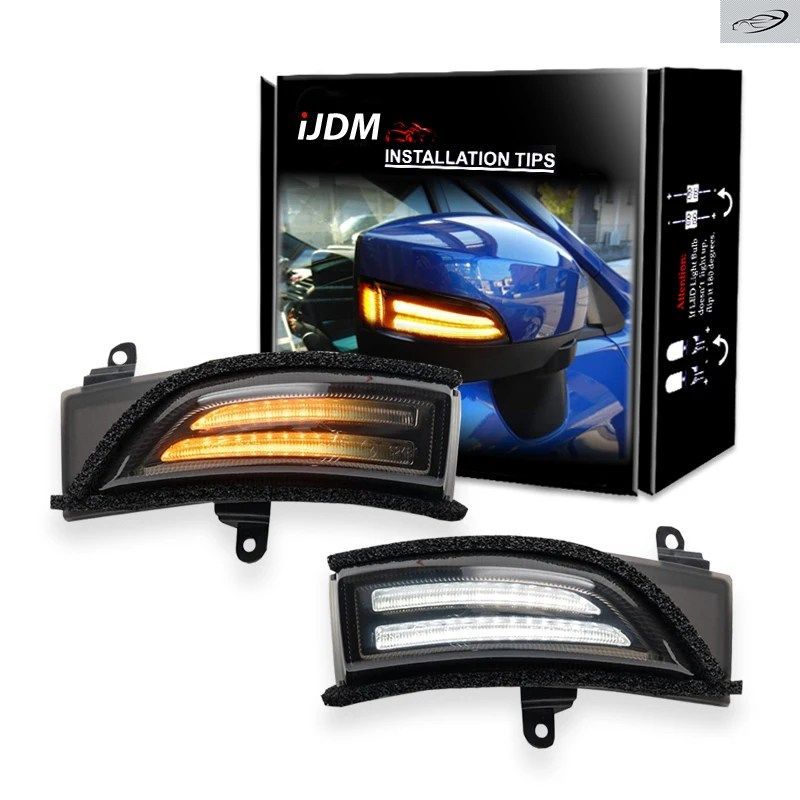 ダイナミックフラッシュLEDサイドミラーホワイトDRLアンバーターンシグナルライトスバルWRX STIアウトバックレガシィインプレッサフォレス