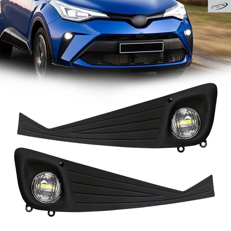トヨタ C-HR 2021 デイタイムランニングライト用LEDフォグランプ、配線、スイッチ、リレー、フロントバンパー、ドライビングアセンブリ、12