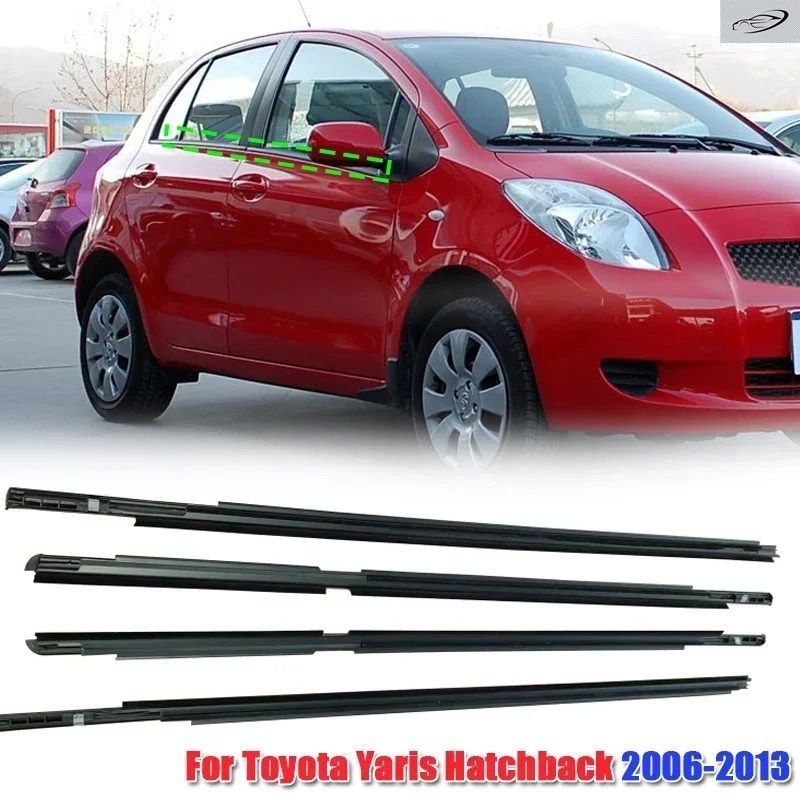 トヨタ ヤリス ハッチバック 2006-2013 用 4個セット 車用ドアウィンドウガラス ウィンドウシール モールディング トリム