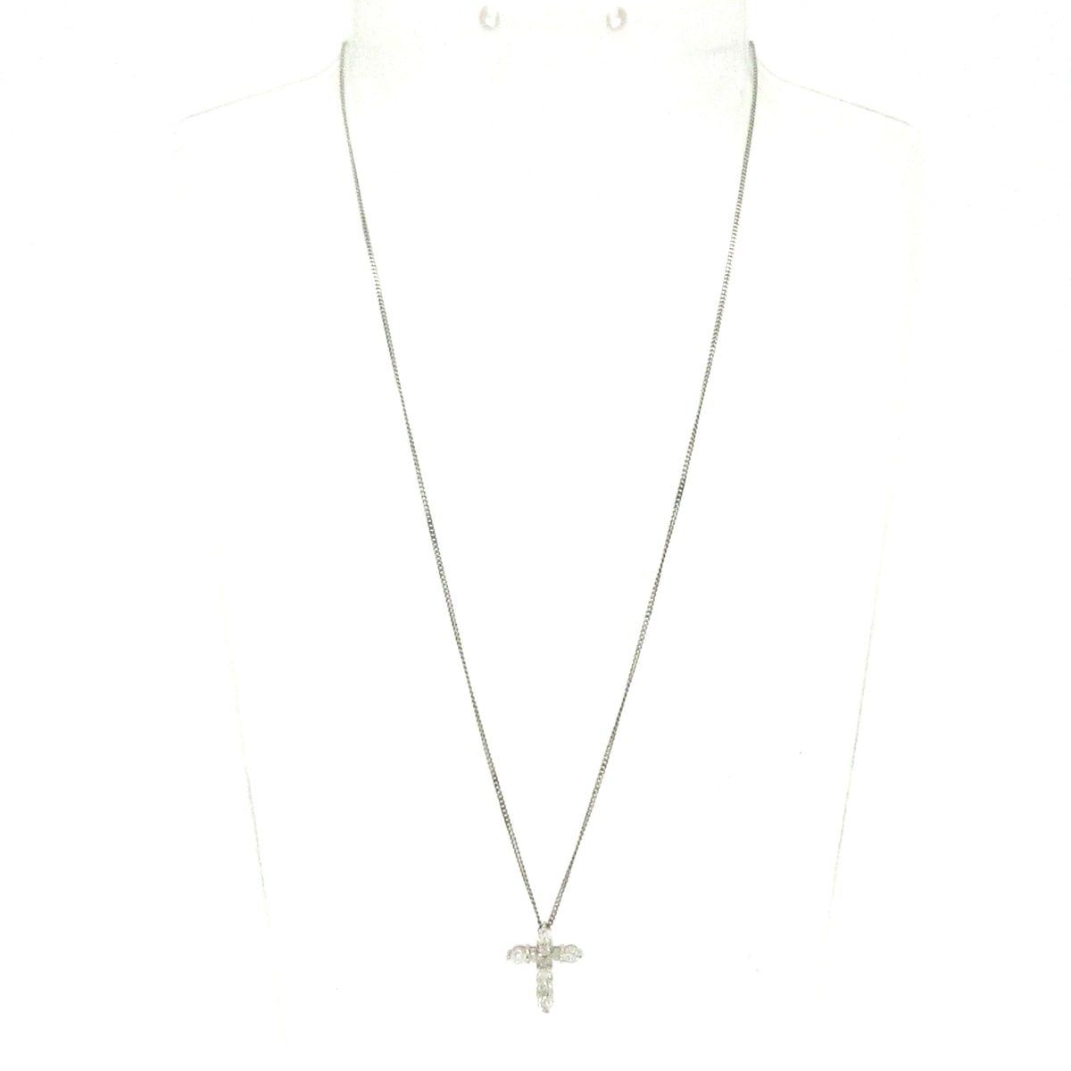 Unbranded(ノーブランド) ネックレス美品 Pt900×Pt850×ダイヤモンド クロス/Pt900トップ/10Pダイヤ0.50ct/Pt850チェーン/総重量3.4g